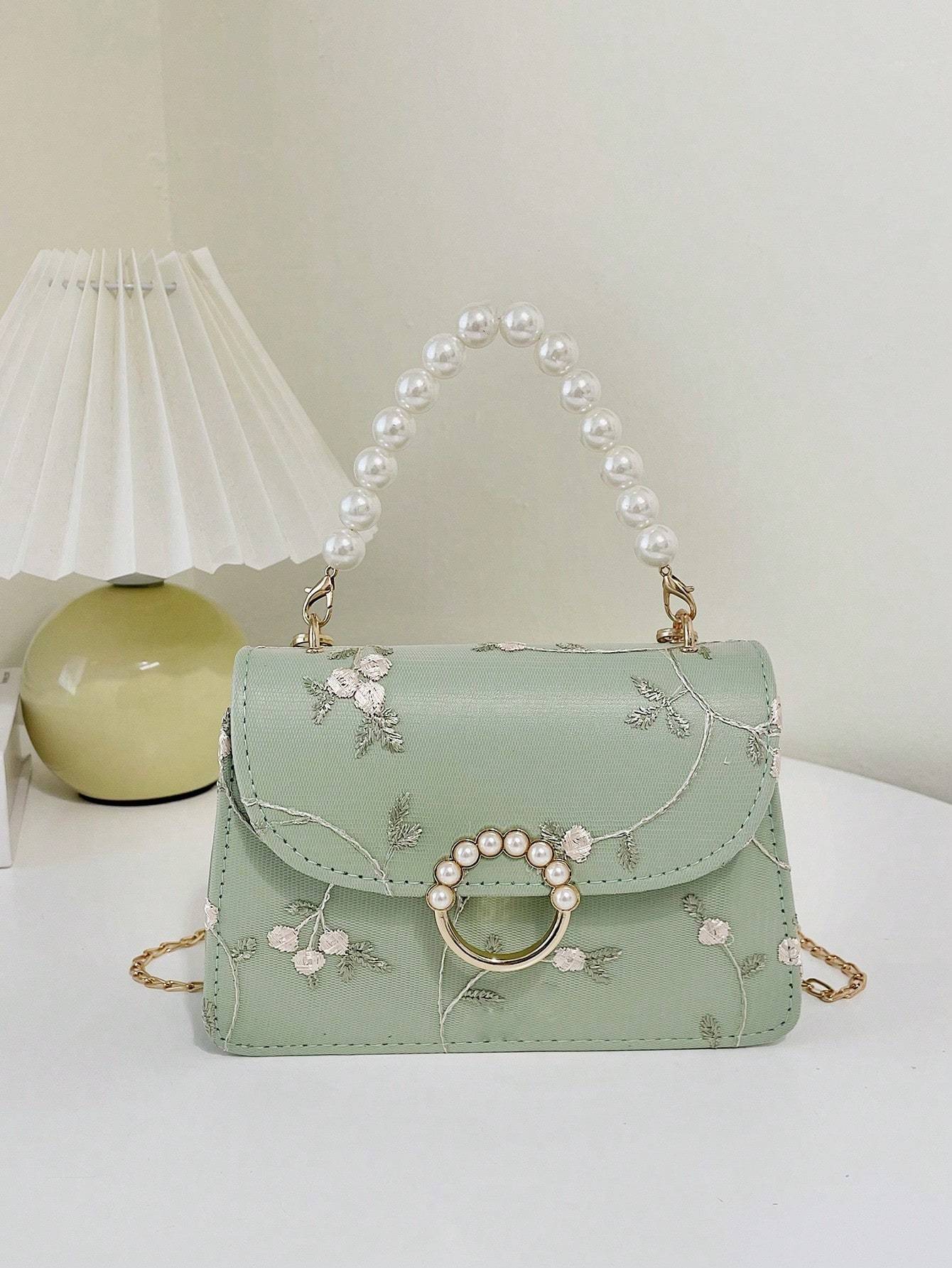 Elegant Pearl Lace Crossbody & Handbag for Women β Small Fashion Square Bag