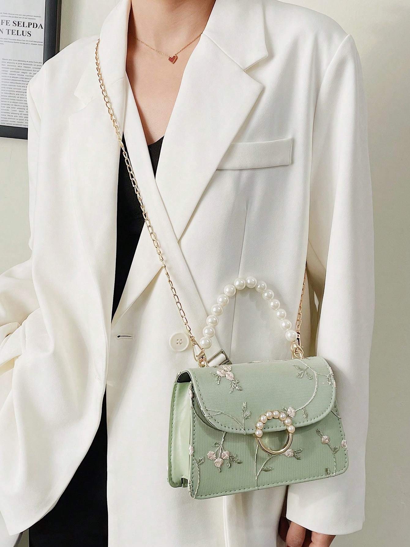 Elegant Pearl Lace Crossbody & Handbag for Women β Small Fashion Square Bag