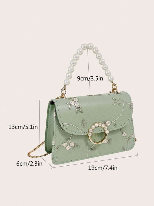 Elegant Pearl Lace Crossbody & Handbag for Women – Small Fashion Square Bag