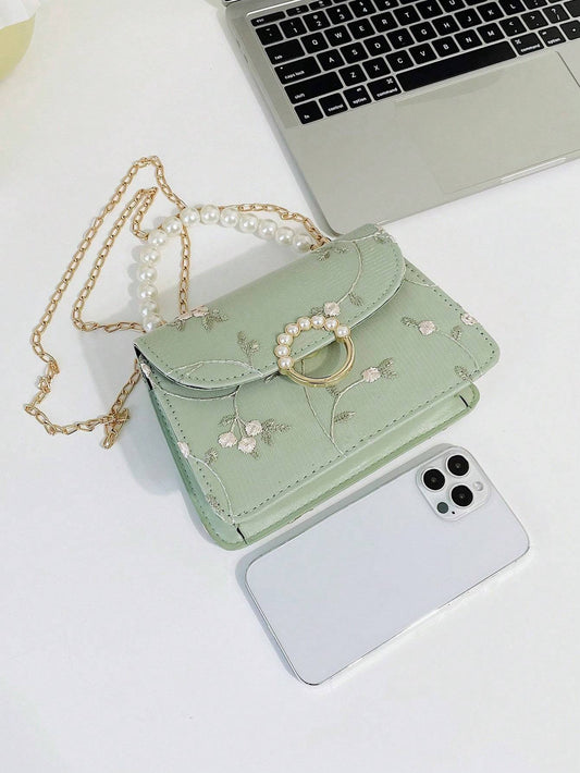 Elegant Pearl Lace Crossbody & Handbag for Women – Small Fashion Square Bag